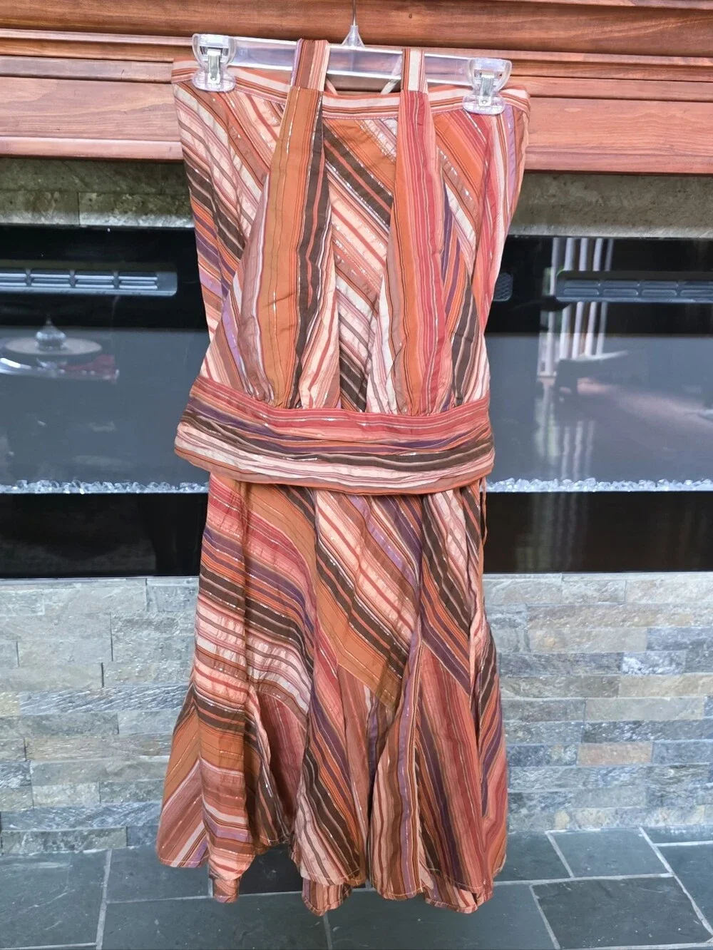 Free People Sedona Striped Halter & Midi Skirt Set NWT✨ Copper. Large.
